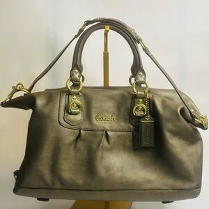 COACH Ashley Metallic Leather Convertible Bronze Bag